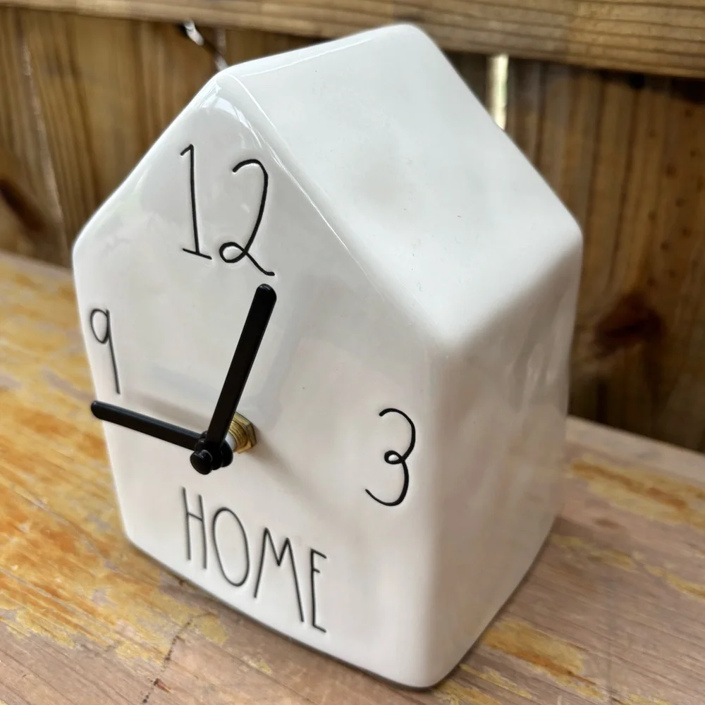 Rae Dunn Stoneware Farmhouse Mantel Clock Artisan Collection by Magenta 5 5/8”H